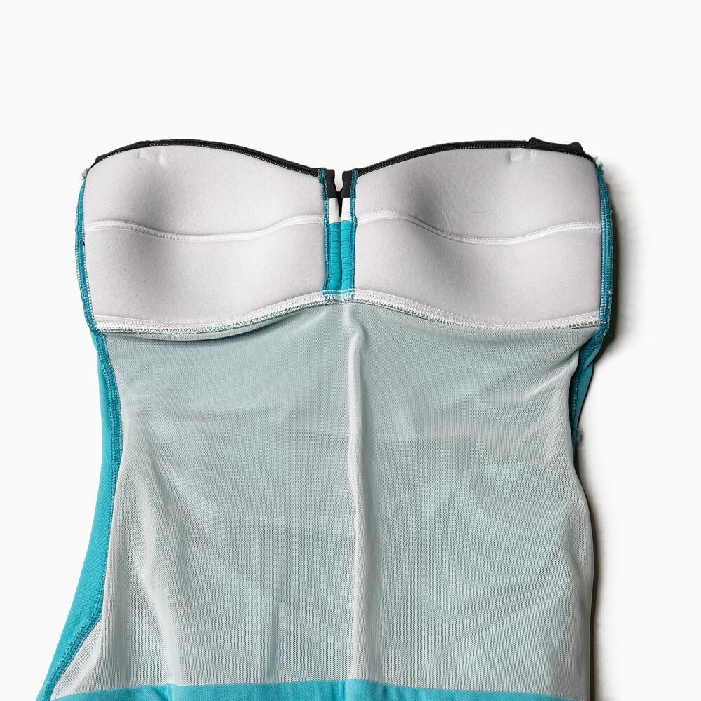 Tommy Bahama Halter One-Piece Shirred Swimsuit Capri Blue/Deck Gray size 10 - Picture 7 of 9